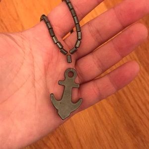 Hematite anchor necklace